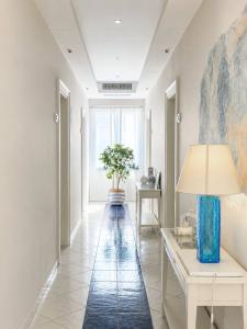 The hotel corridor and common interior areas.
